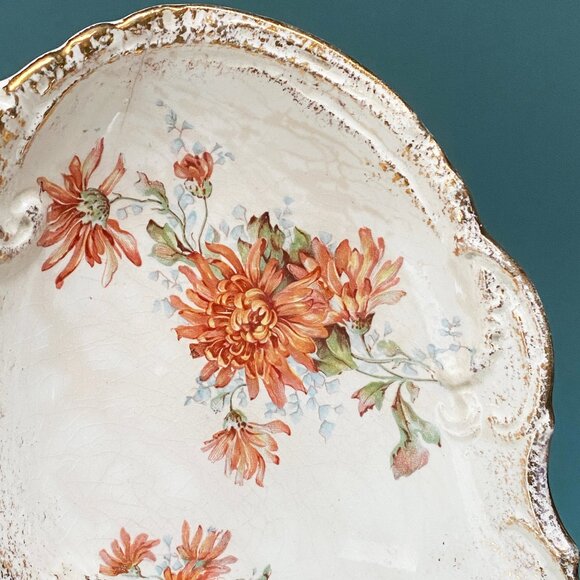 Antique Serving Platter with Gold Detail - Condiment Dish - Transfer Ware - Picture 7 of 7